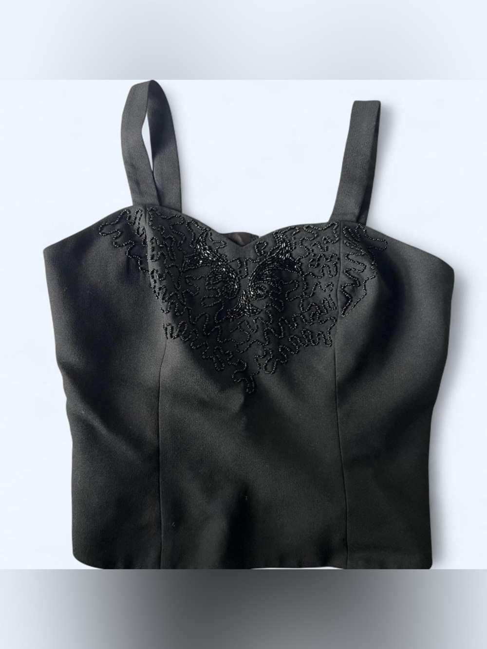 Vintage JB Collection Black Beaded Corset Top Size 10